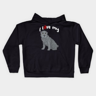 I Love My Blue Shar-Pei Dog Kids Hoodie